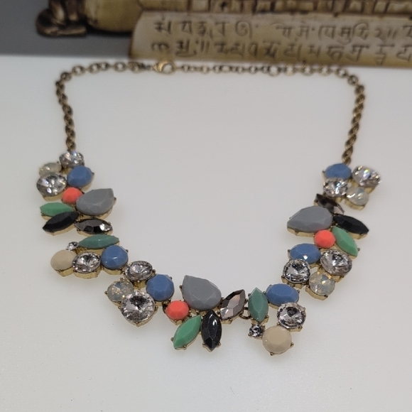 J. Crew Blue and Green Necklace with Vintage Charm - Picture 1 of 5